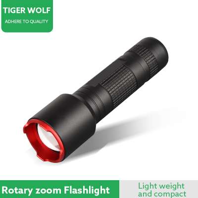 300 lumen LED torch 3*AAA black flashlight Rotary Zoom Torch Light for camping, Climbing, Hiking HL-1089D BSCI Factory offer