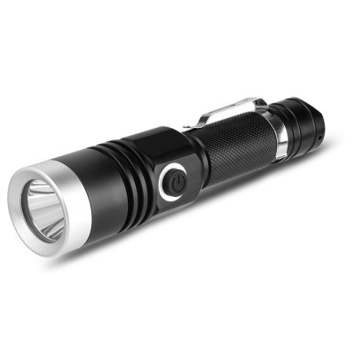 Aluminum Alloy 900lumen Micro USB Rechargeable XM-L2 10W LED Clip Flashlight Super Bright Power Bank Function Flashlight