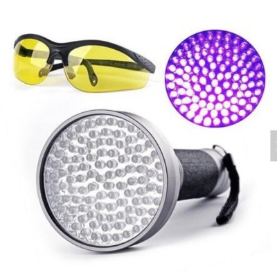 365nm 100LED UV Torch 395nm Detection UV Flashlight Amazon Hot Selling 6*AA uv curing flashlight